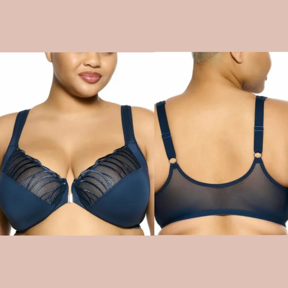 NEW $45 Paramour [ 40H ] Angie Front‎ Close Minimizer Bra in Blue #U1637